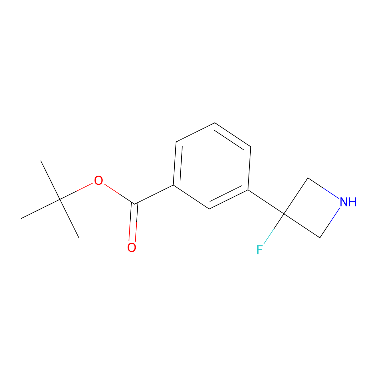 Tert-butyl 3-(3-fluoroazetidin-3-yl)benzoate molecular structure, CAS 2639431-89-1
