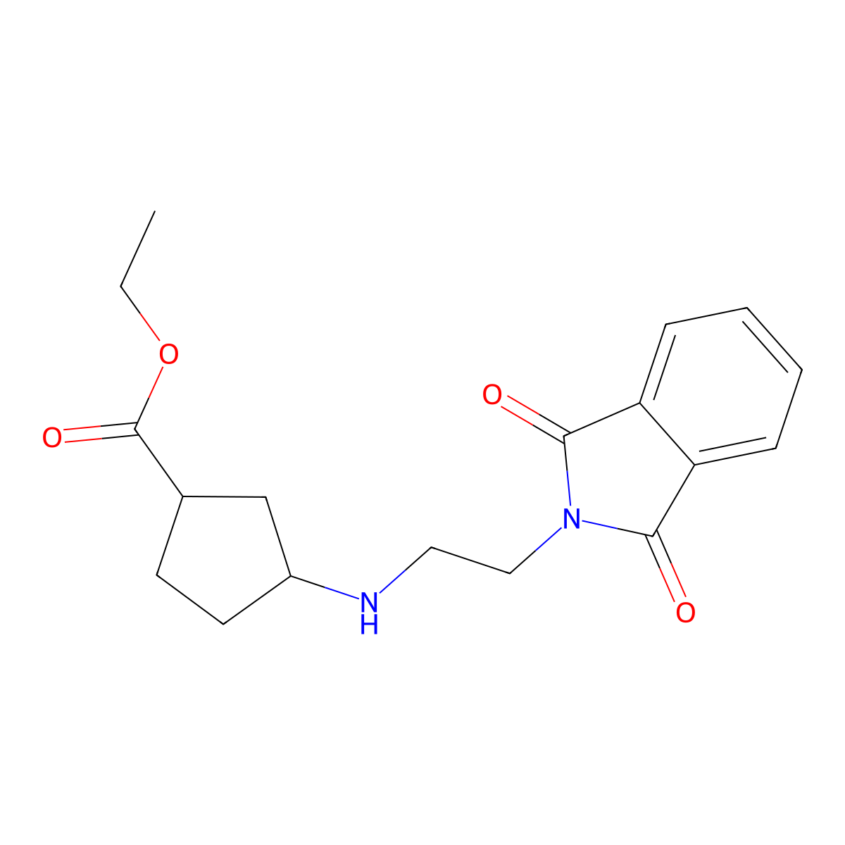 ethyl 3-{[2-(1,3-dioxo-2,3-dihydro-1H-isoindol-2-yl)ethyl]amino}cyclopentane-1-carboxylate molecular structure, CAS 2639431-97-1