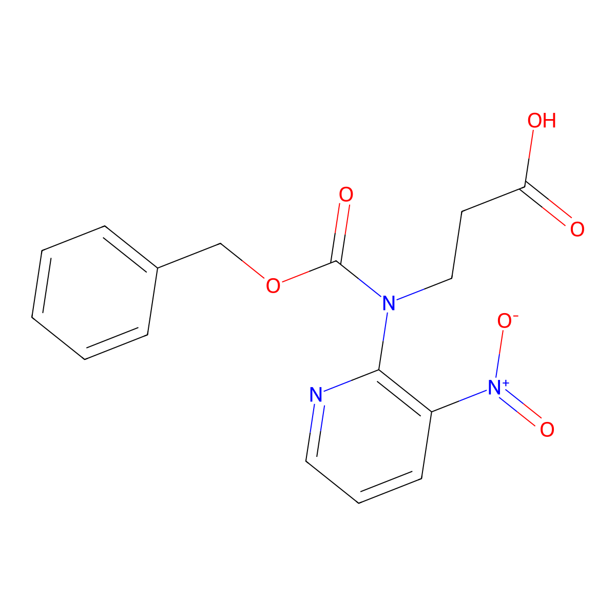 3-{[(Benzyloxy)carbonyl](3-nitropyridin-2-yl)amino}propanoic acid molecular structure, CAS 2639431-99-3