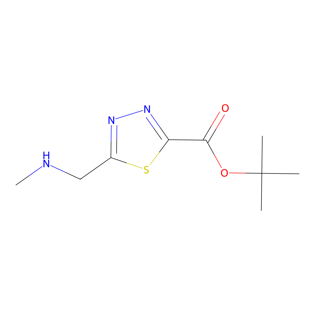 Tert-butyl 5-[(methylamino)methyl]-1,3,4-thiadiazole-2-carboxylate molecular structure, CAS 2639432-00-9