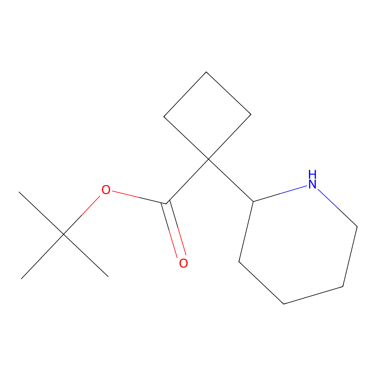 Tert-butyl 1-(piperidin-2-yl)cyclobutane-1-carboxylate molecular structure, CAS 2639432-07-6