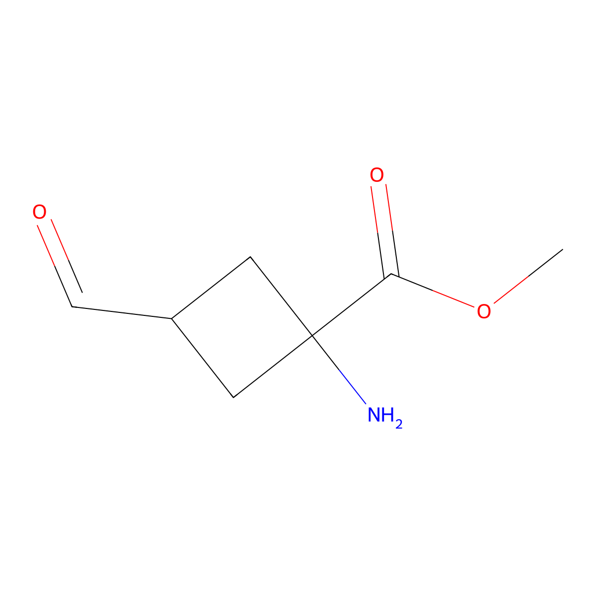 Methyl 1-amino-3-formylcyclobutane-1-carboxylate molecular structure, CAS 2639432-11-2