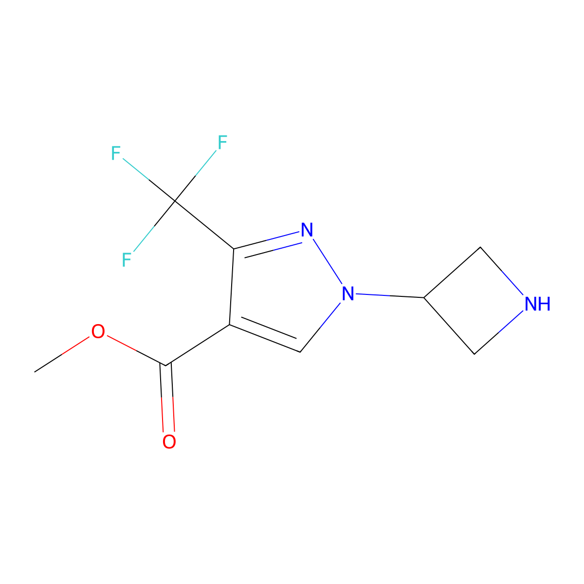 methyl 1-(azetidin-3-yl)-3-(trifluoromethyl)-1H-pyrazole-4-carboxylate molecular structure, CAS 2639432-15-6