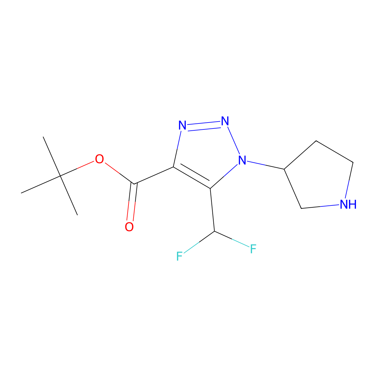 tert-butyl 5-(difluoromethyl)-1-(pyrrolidin-3-yl)-1H-1,2,3-triazole-4-carboxylate molecular structure, CAS 2639432-18-9
