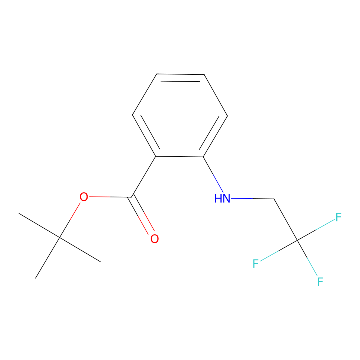 Tert-butyl 2-[(2,2,2-trifluoroethyl)amino]benzoate molecular structure, CAS 2639432-21-4