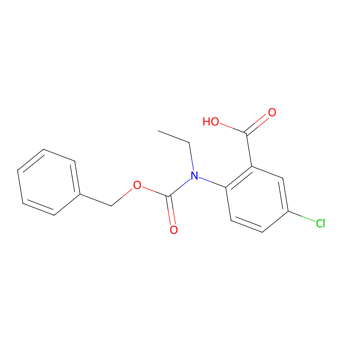 2-{[(Benzyloxy)carbonyl](ethyl)amino}-5-chlorobenzoic acid molecular structure, CAS 2639432-30-5