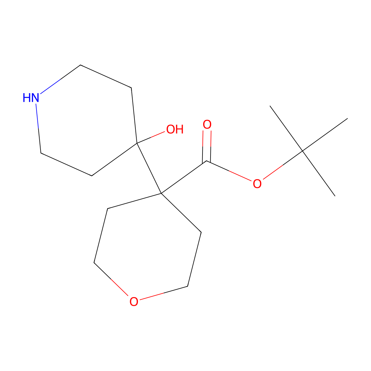 Tert-butyl 4-(4-hydroxypiperidin-4-yl)oxane-4-carboxylate molecular structure, CAS 2639432-31-6