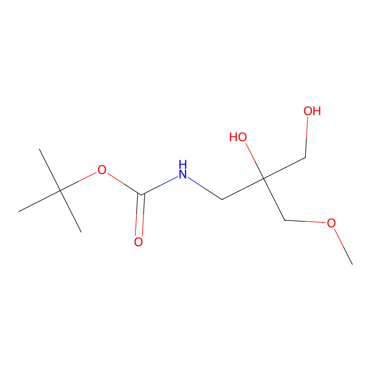 tert-butyl N-[2,3-dihydroxy-2-(methoxymethyl)propyl]carbamate molecular structure, CAS 2639432-37-2