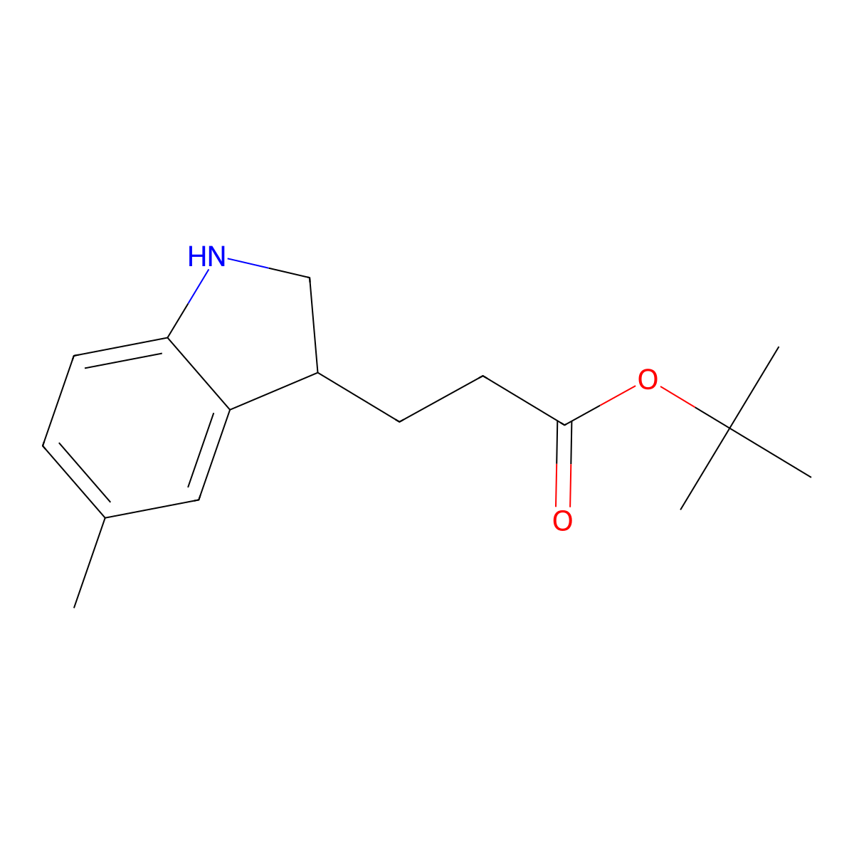 tert-butyl 3-(5-methyl-2,3-dihydro-1H-indol-3-yl)propanoate molecular structure, CAS 2639432-46-3