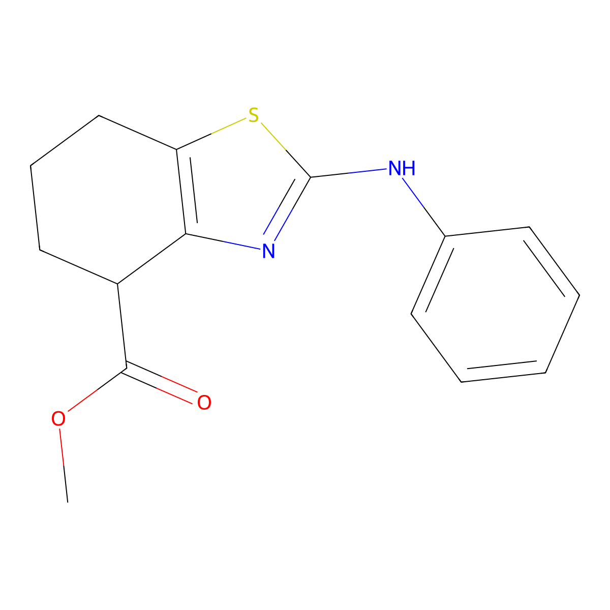 Methyl 2-(phenylamino)-4,5,6,7-tetrahydro-1,3-benzothiazole-4-carboxylate molecular structure, CAS 2639432-48-5