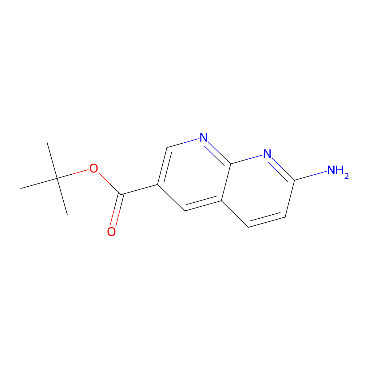 Tert-butyl 7-amino-1,8-naphthyridine-3-carboxylate molecular structure, CAS 2639432-51-0