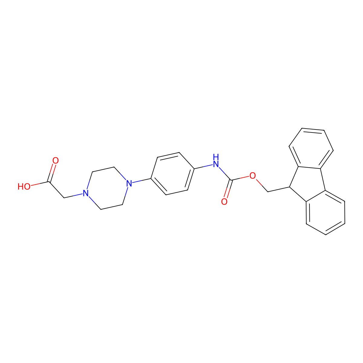 2-{4-[4-({[(9H-fluoren-9-yl)methoxy]carbonyl}amino)phenyl]piperazin-1-yl}acetic acid molecular structure, CAS 2639432-52-1