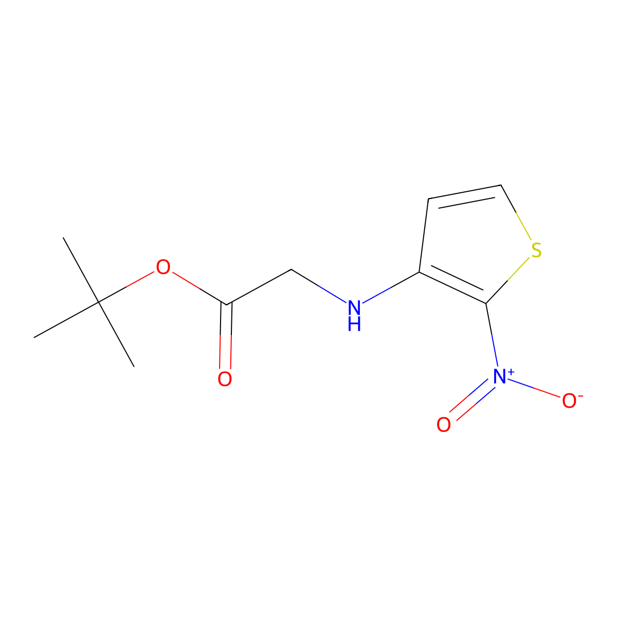 Tert-butyl 2-[(2-nitrothiophen-3-yl)amino]acetate molecular structure, CAS 2639432-56-5