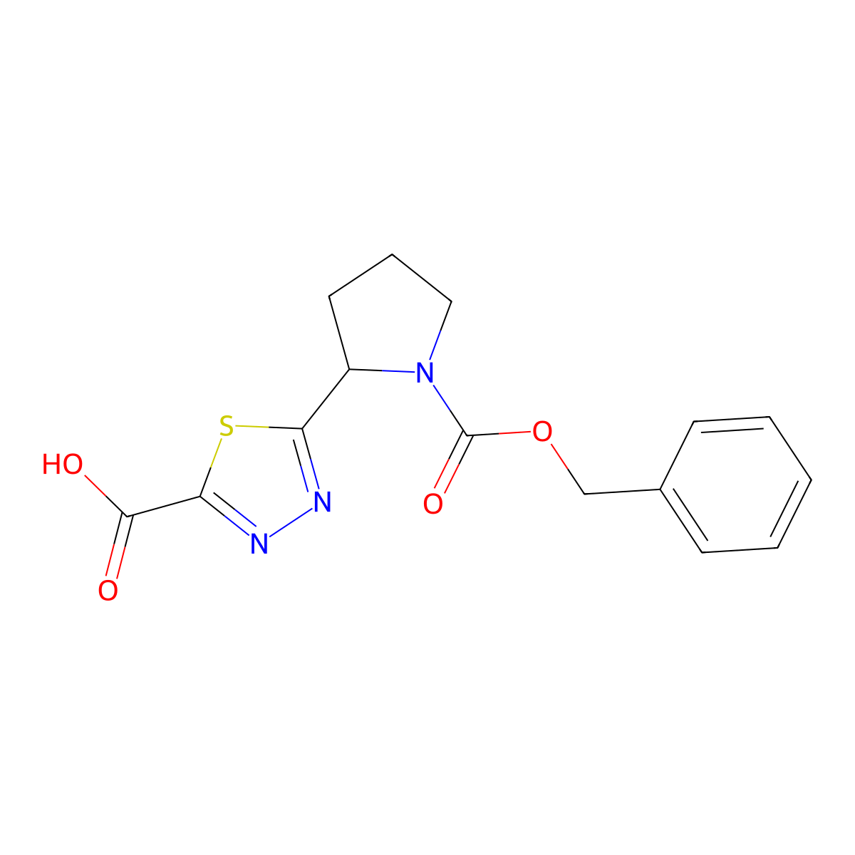 5-{1-[(Benzyloxy)carbonyl]pyrrolidin-2-yl}-1,3,4-thiadiazole-2-carboxylic acid molecular structure, CAS 2639432-64-5