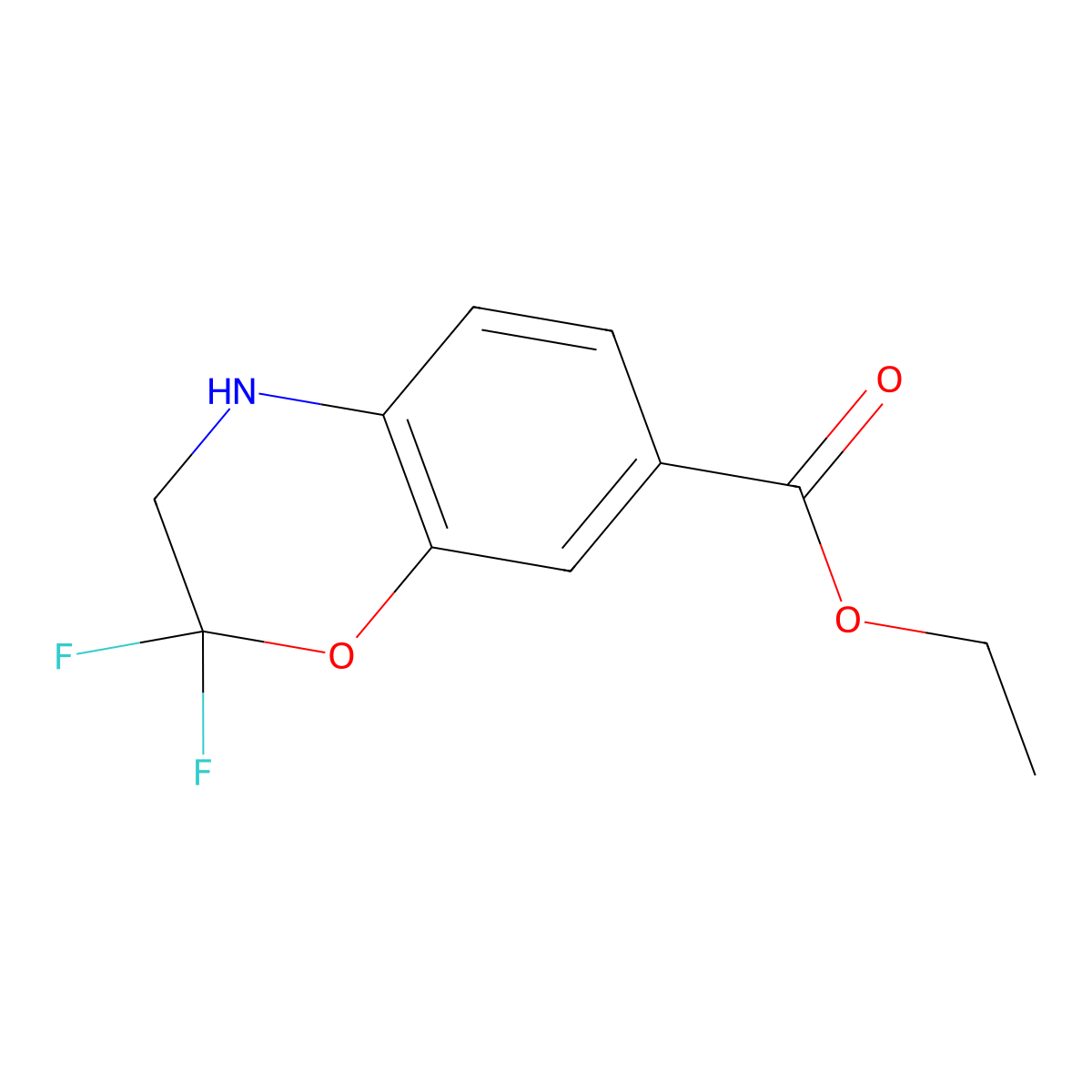 ethyl 2,2-difluoro-3,4-dihydro-2H-1,4-benzoxazine-7-carboxylate molecular structure, CAS 2639433-29-5