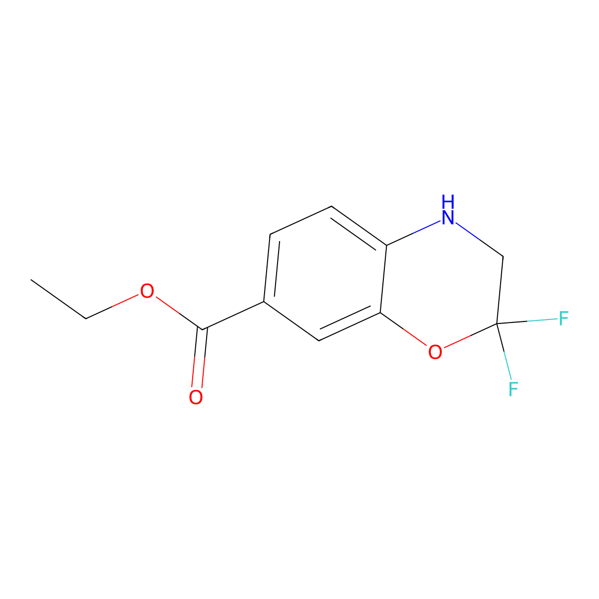 ethyl 2,2-difluoro-3,4-dihydro-2H-1,4-benzoxazine-7-carboxylate molecular structure, CAS 2639433-29-5