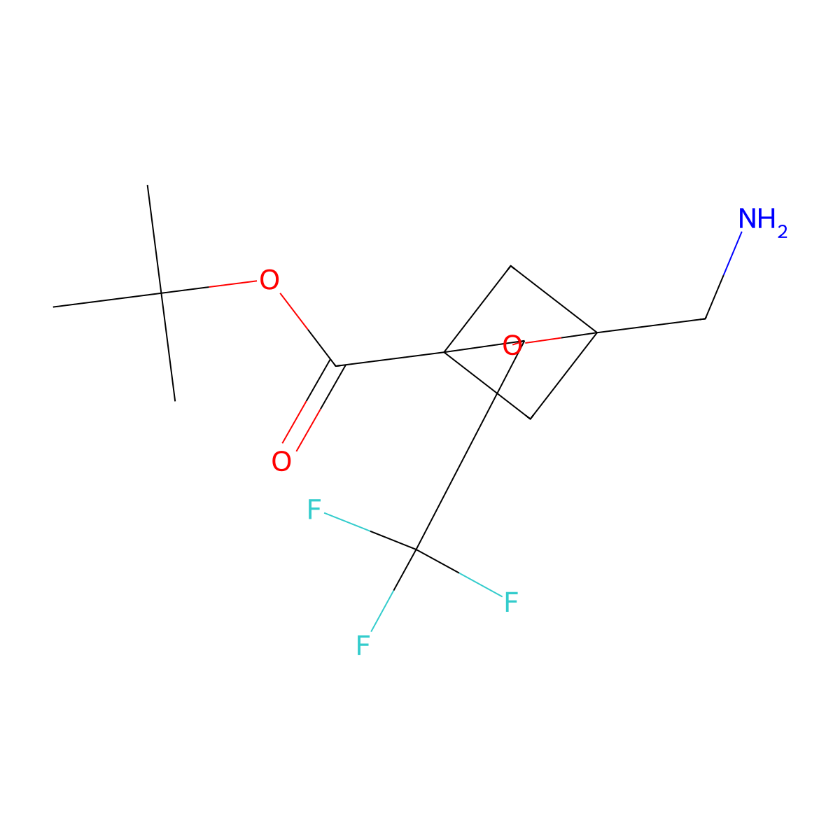 Tert-butyl 1-(aminomethyl)-3-(trifluoromethyl)-2-oxabicyclo[2.1.1]hexane-4-carboxylate molecular structure, CAS 2639433-31-9