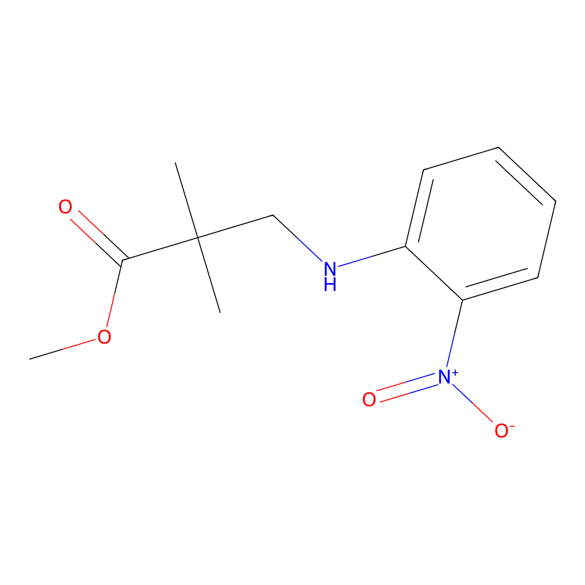 Methyl 2,2-dimethyl-3-[(2-nitrophenyl)amino]propanoate molecular structure, CAS 2639433-41-1