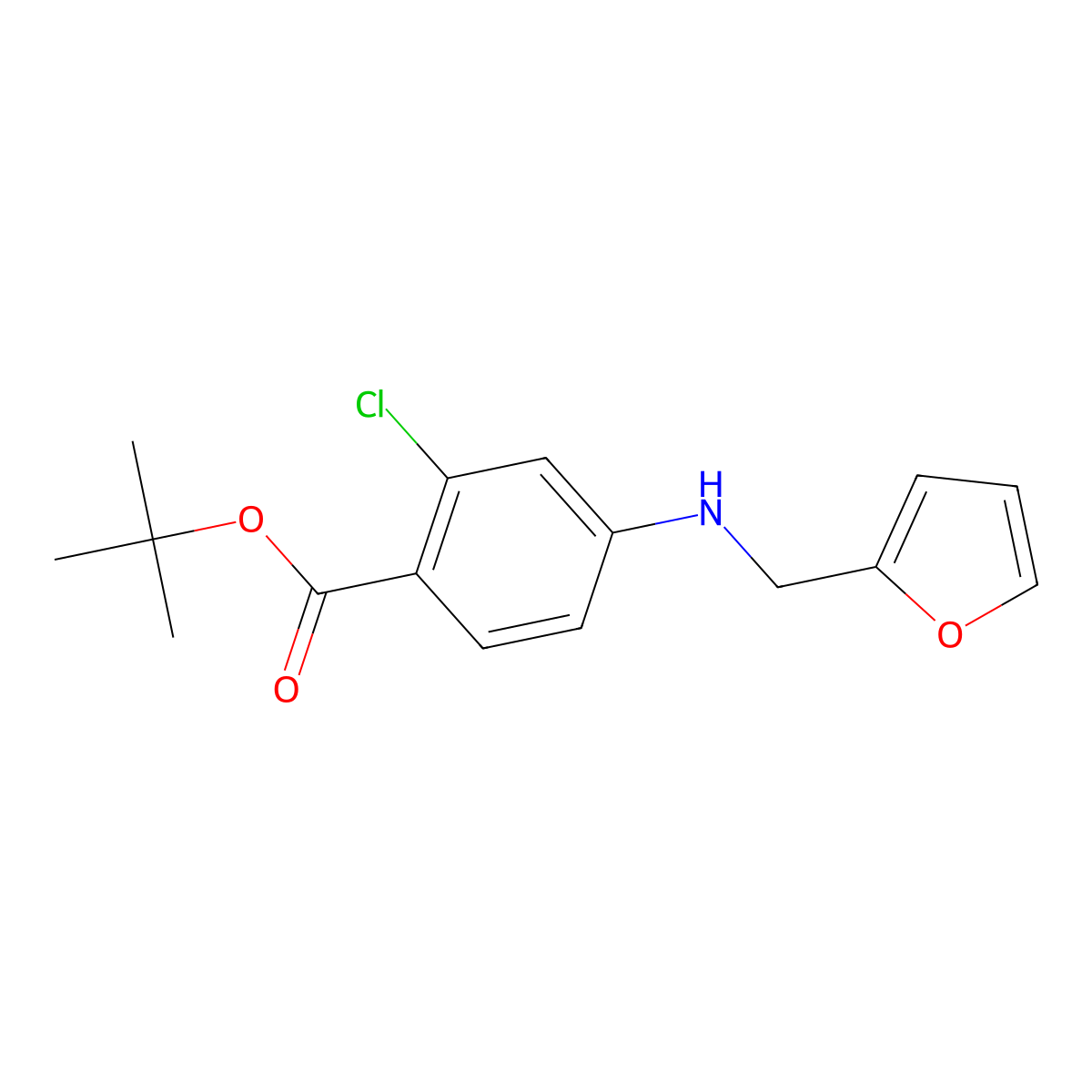 Tert-butyl 2-chloro-4-{[(furan-2-yl)methyl]amino}benzoate molecular structure, CAS 2639433-49-9