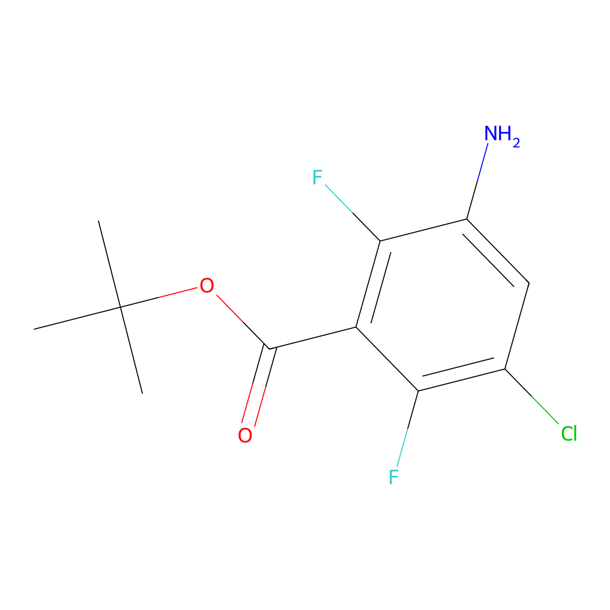 Tert-butyl 3-amino-5-chloro-2,6-difluorobenzoate molecular structure, CAS 2639433-51-3