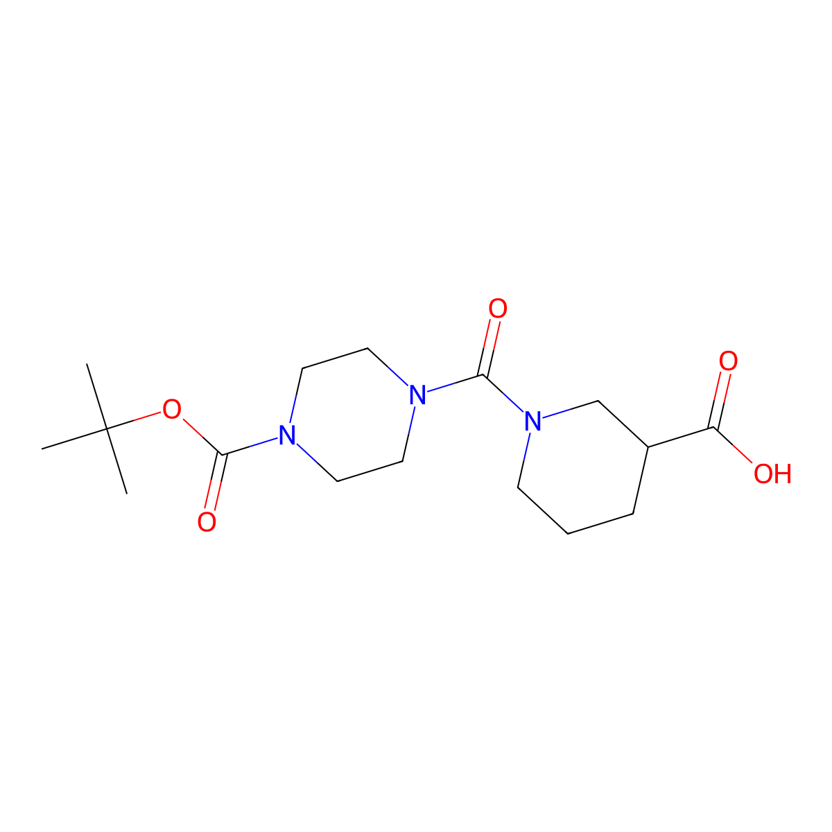 1-{4-[(Tert-butoxy)carbonyl]piperazine-1-carbonyl}piperidine-3-carboxylic acid molecular structure, CAS 2639433-58-0