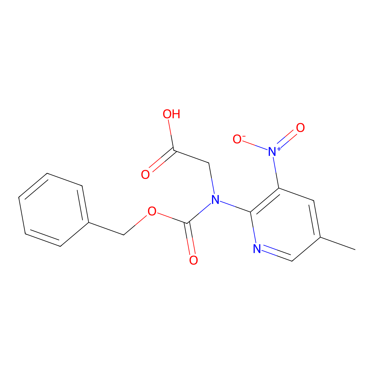 2-{[(Benzyloxy)carbonyl](5-methyl-3-nitropyridin-2-yl)amino}acetic acid molecular structure, CAS 2639433-62-6