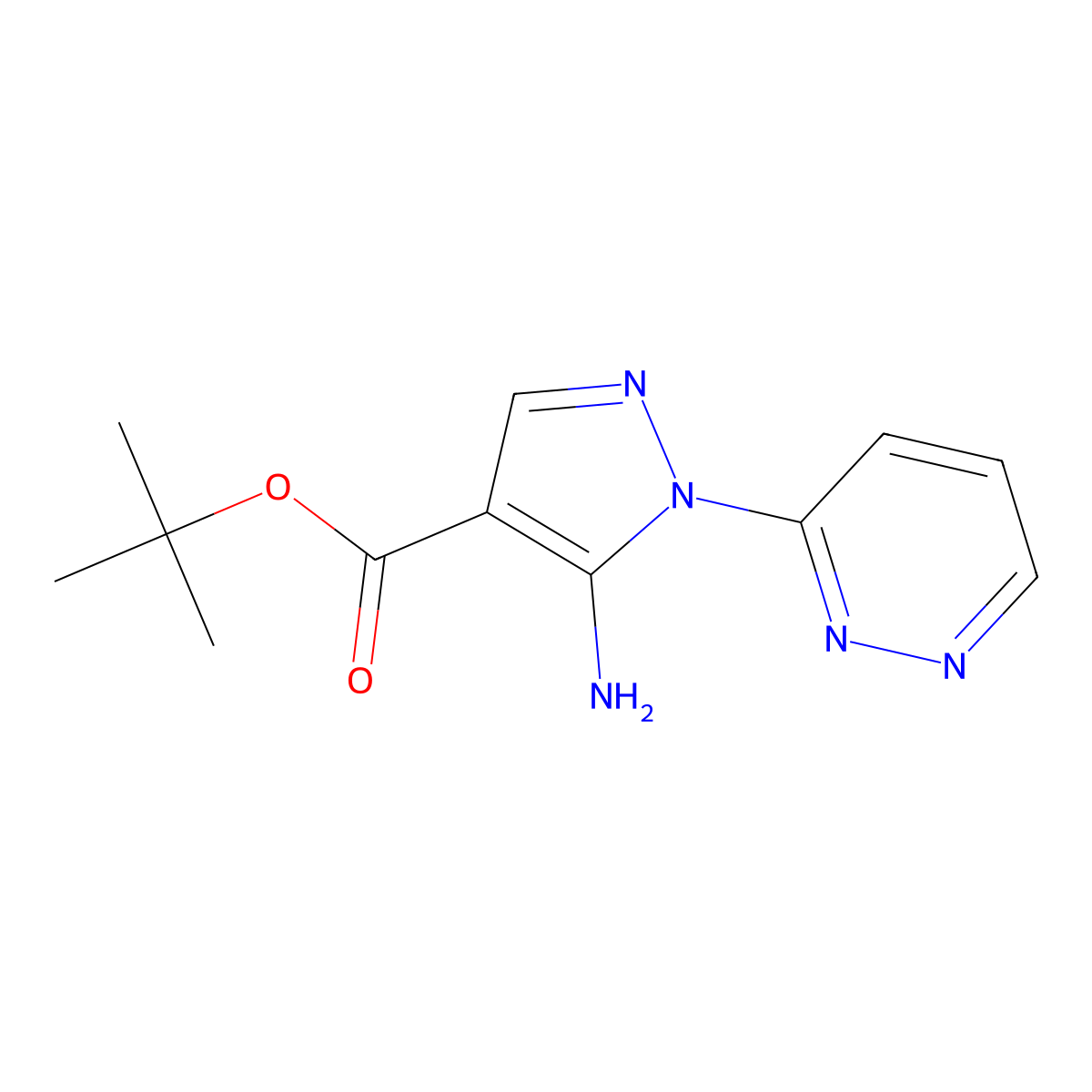 tert-butyl 5-amino-1-(pyridazin-3-yl)-1H-pyrazole-4-carboxylate molecular structure, CAS 2639433-63-7