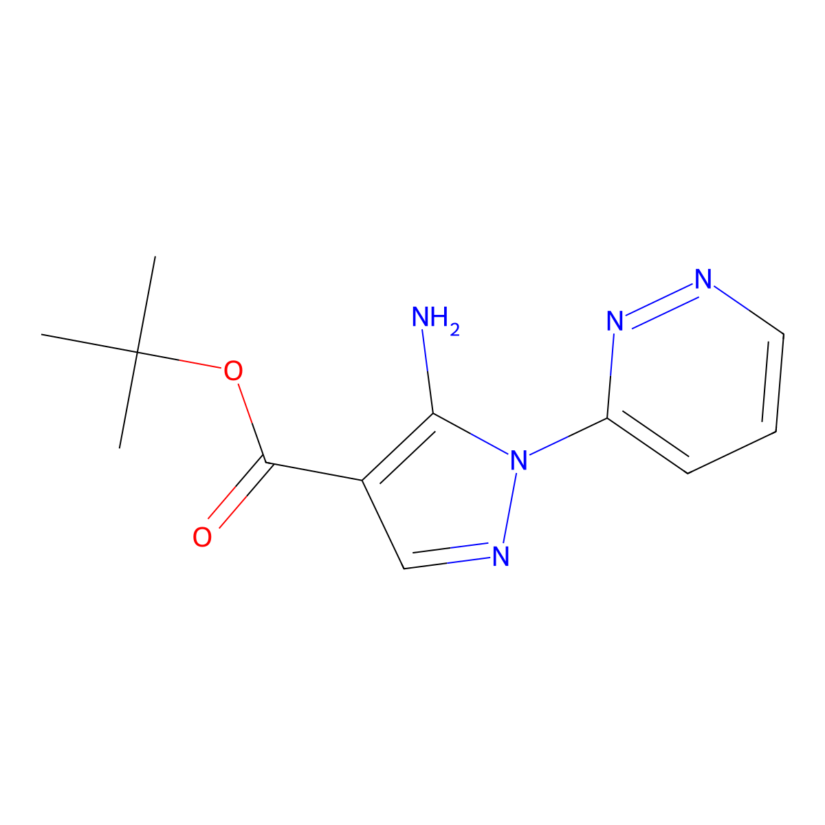 tert-butyl 5-amino-1-(pyridazin-3-yl)-1H-pyrazole-4-carboxylate molecular structure, CAS 2639433-63-7