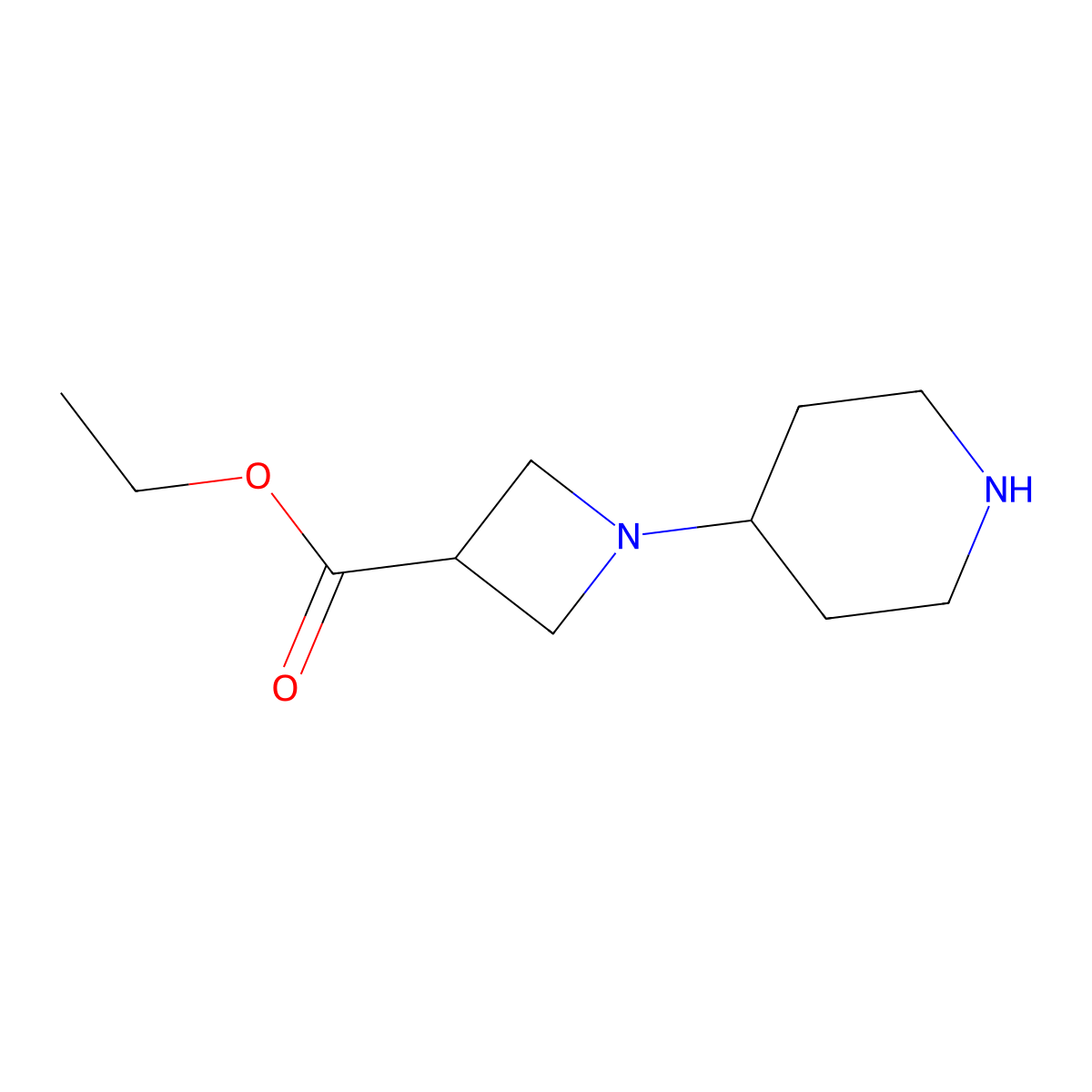 Ethyl 1-(piperidin-4-yl)azetidine-3-carboxylate molecular structure, CAS 2639433-83-1