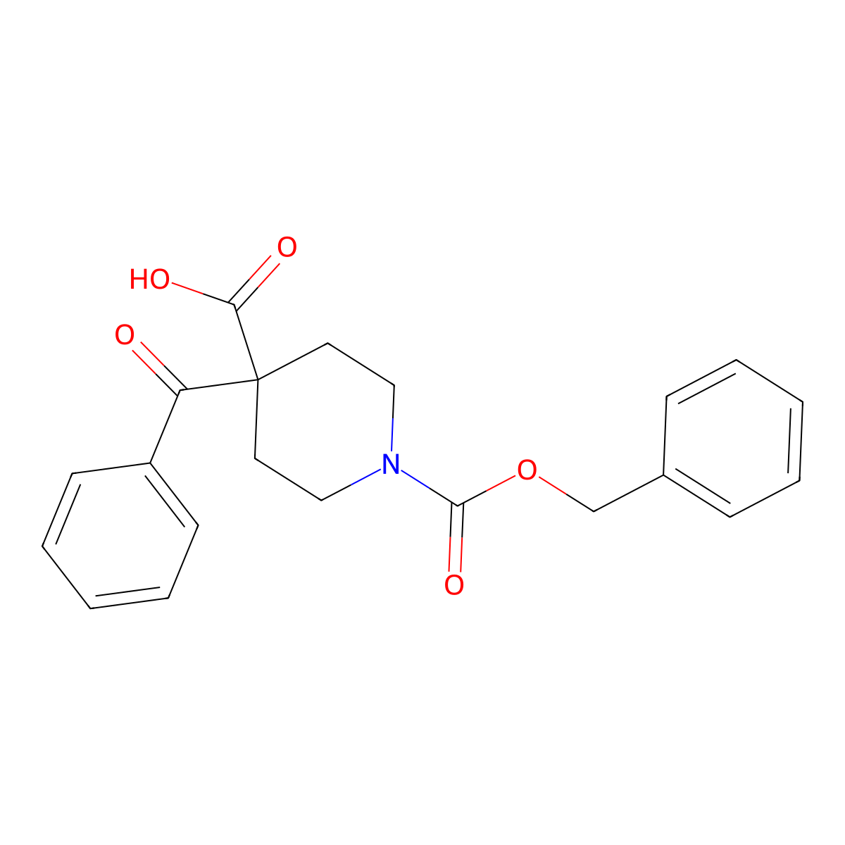 4-Benzoyl-1-[(benzyloxy)carbonyl]piperidine-4-carboxylic acid molecular structure, CAS 2639433-86-4