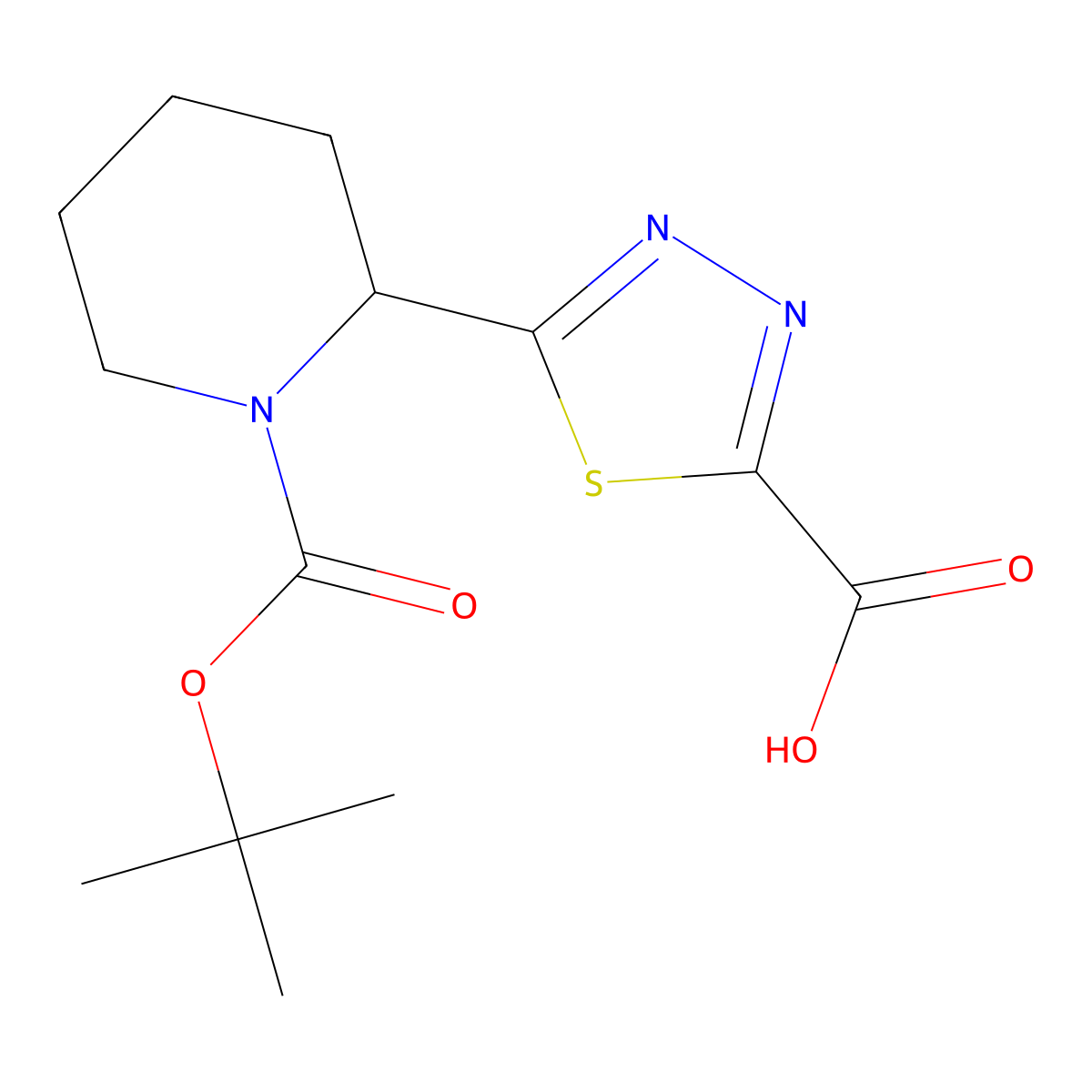5-{1-[(Tert-butoxy)carbonyl]piperidin-2-yl}-1,3,4-thiadiazole-2-carboxylic acid molecular structure, CAS 2639433-96-6