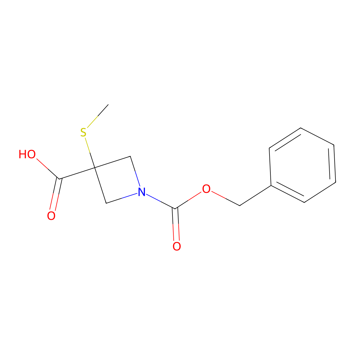 1-[(Benzyloxy)carbonyl]-3-(methylsulfanyl)azetidine-3-carboxylic acid molecular structure, CAS 2639433-97-7