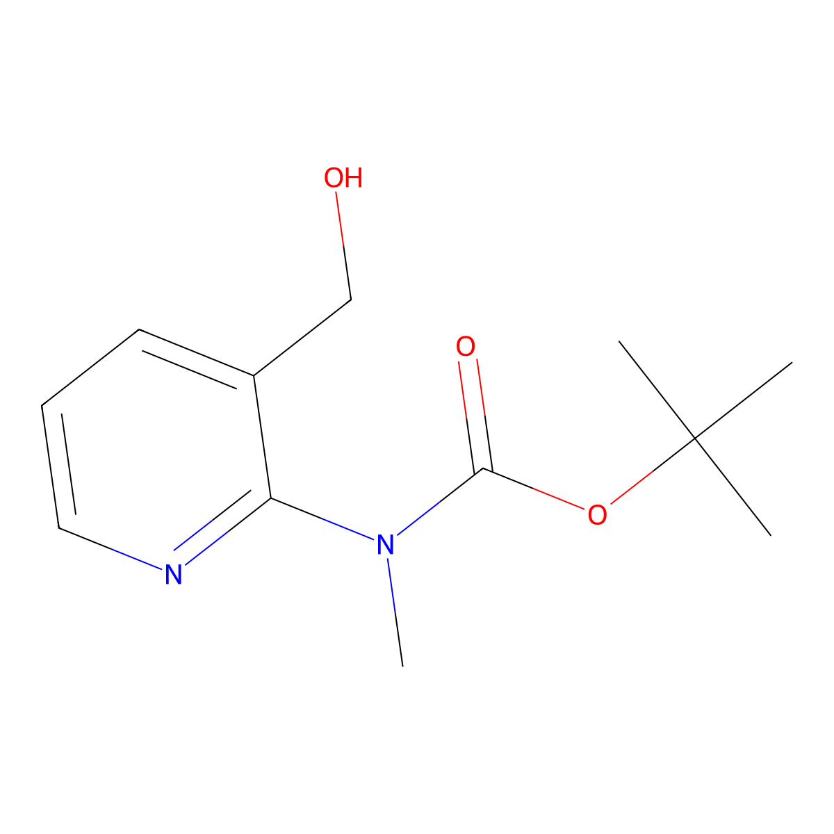 tert-butyl N-[3-(hydroxymethyl)pyridin-2-yl]-N-methylcarbamate molecular structure, CAS 2639434-04-9