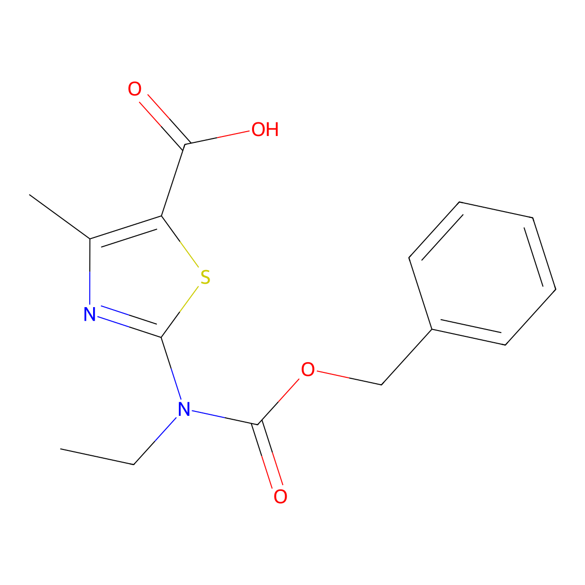 2-{[(Benzyloxy)carbonyl](ethyl)amino}-4-methyl-1,3-thiazole-5-carboxylic acid molecular structure, CAS 2639434-07-2