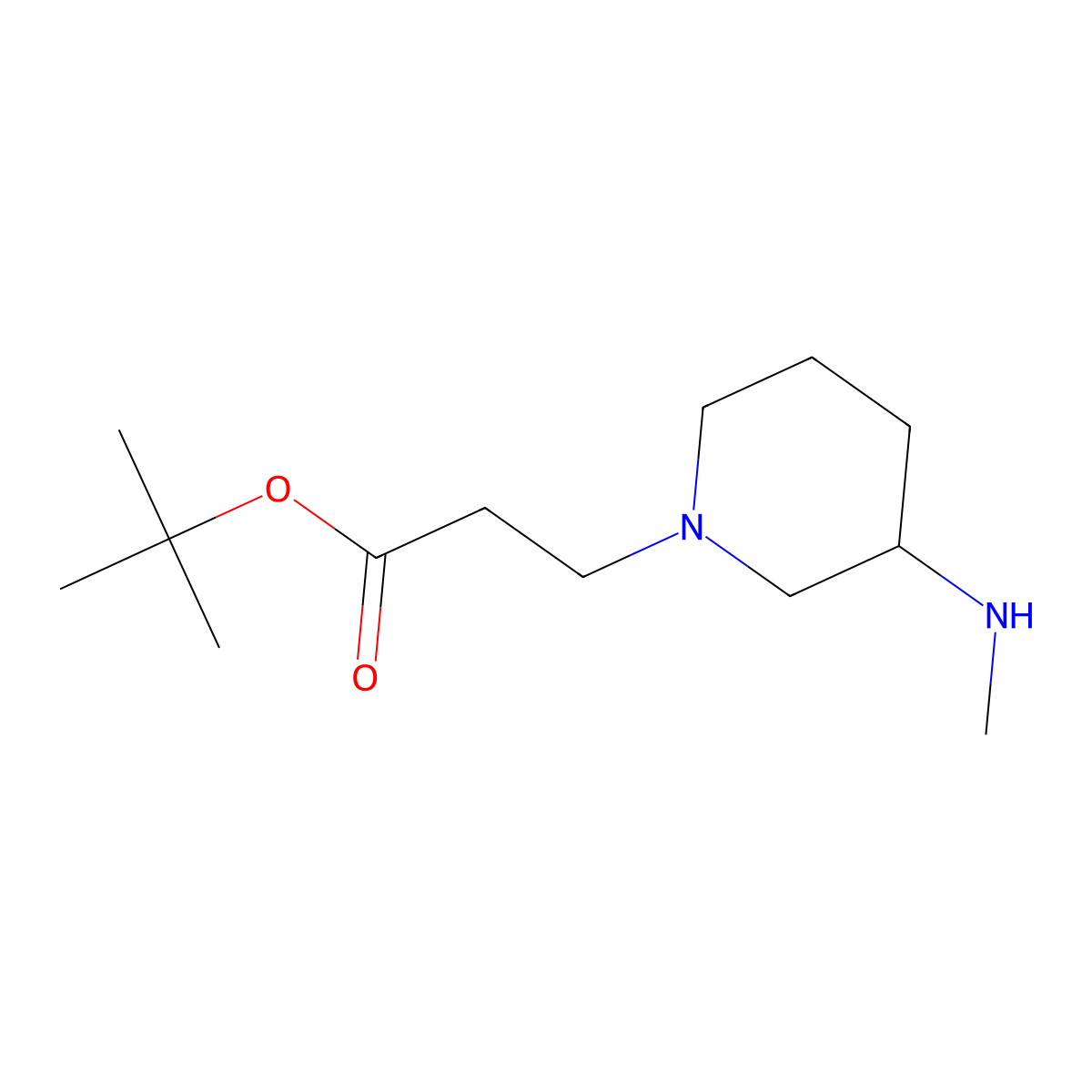 Tert-butyl 3-[3-(methylamino)piperidin-1-yl]propanoate molecular structure, CAS 2639434-30-1