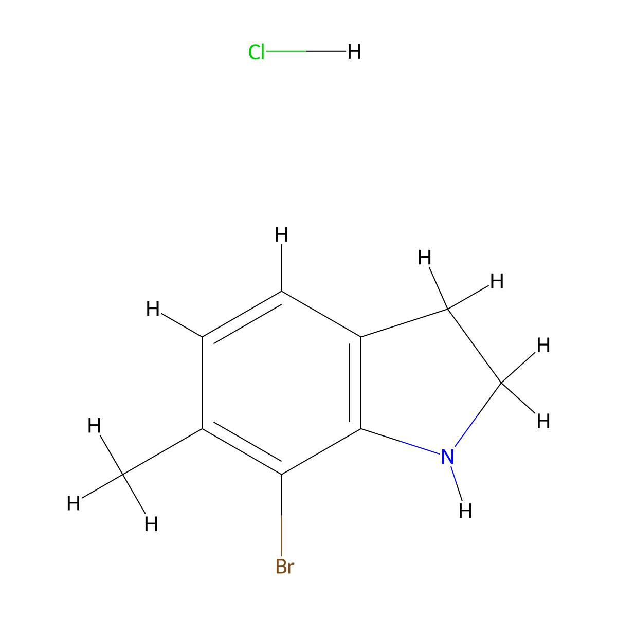 7-bromo-6-methyl-2,3-dihydro-1H-indole hydrochloride molecular structure, CAS 2639434-34-5