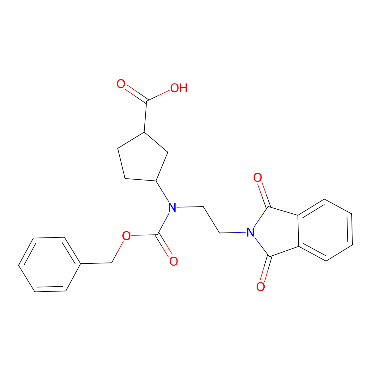 3-{[(benzyloxy)carbonyl][2-(1,3-dioxo-2,3-dihydro-1H-isoindol-2-yl)ethyl]amino}cyclopentane-1-carboxylic acid molecular structure, CAS 2639434-47-0