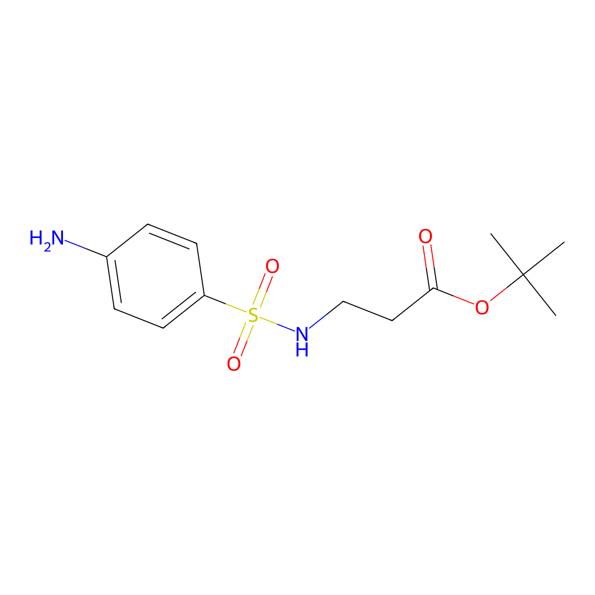Tert-butyl 3-(4-aminobenzenesulfonamido)propanoate molecular structure, CAS 2639434-49-2