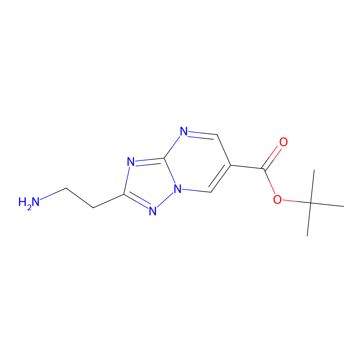 Tert-butyl 2-(2-aminoethyl)-[1,2,4]triazolo[1,5-a]pyrimidine-6-carboxylate molecular structure, CAS 2639434-57-2