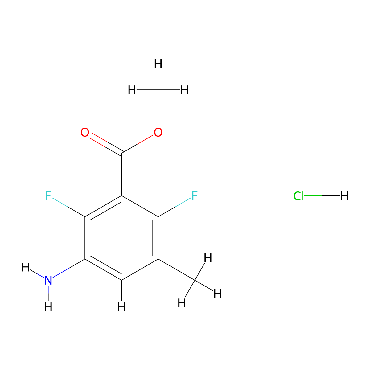 Methyl 3-amino-2,6-difluoro-5-methylbenzoate hydrochloride molecular structure, CAS 2639436-61-4