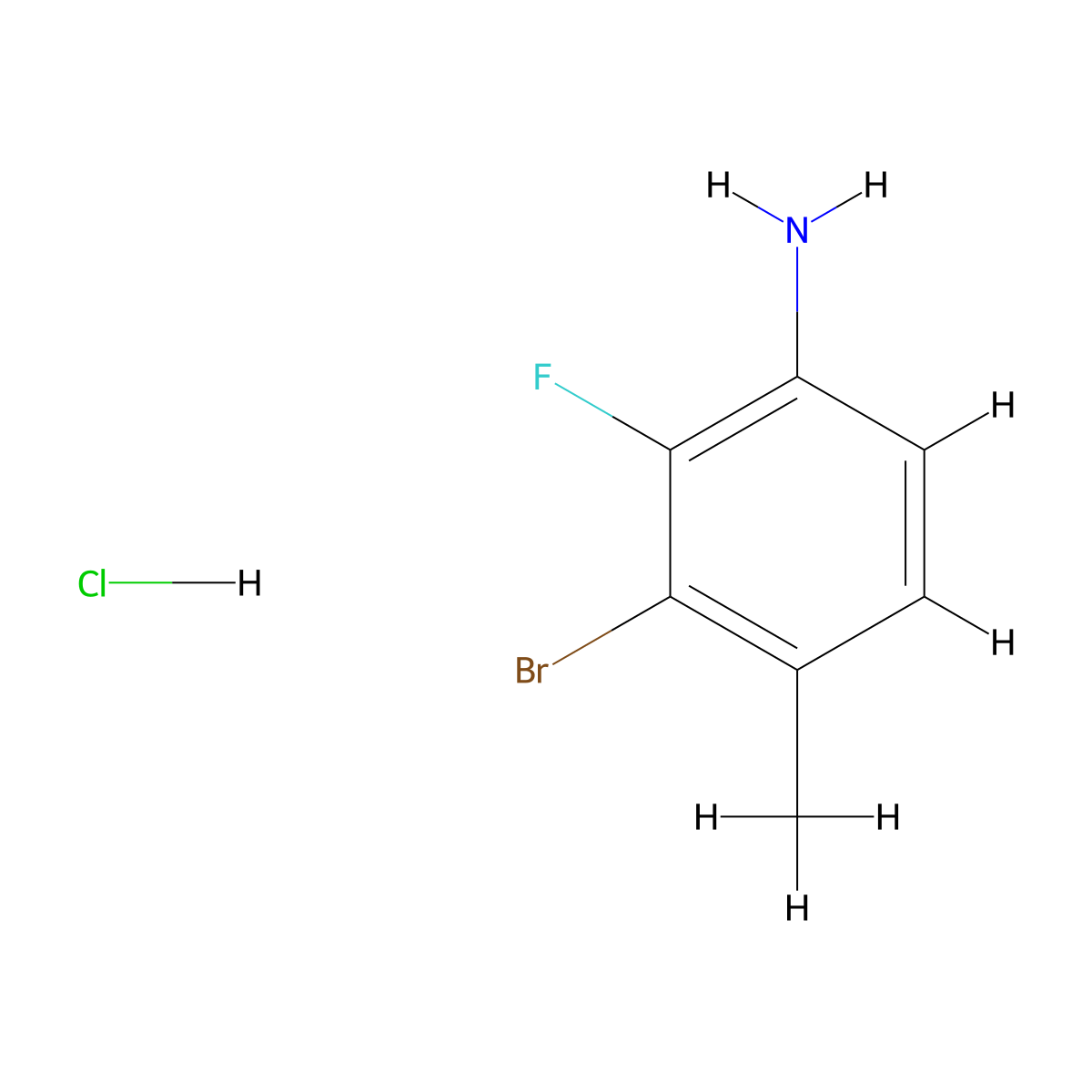 3-Bromo-2-fluoro-4-methylaniline hydrochloride molecular structure, CAS 2639436-65-8