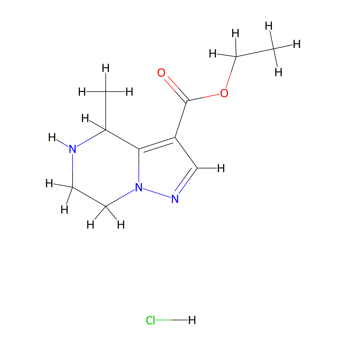 ethyl 4-methyl-4H,5H,6H,7H-pyrazolo(1,5-a)pyrazine-3-carboxylate hydrochloride molecular structure, CAS 2639436-68-1