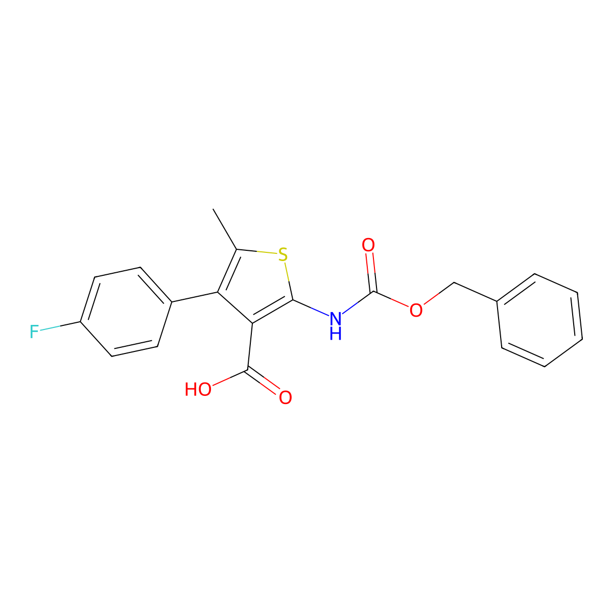 2-{[(Benzyloxy)carbonyl]amino}-4-(4-fluorophenyl)-5-methylthiophene-3-carboxylic acid molecular structure, CAS 2639436-73-8