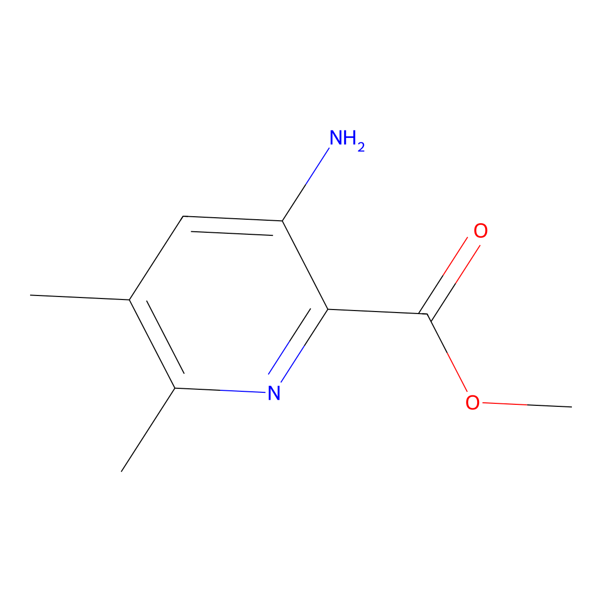 Methyl 3-amino-5,6-dimethylpyridine-2-carboxylate molecular structure, CAS 2639436-77-2