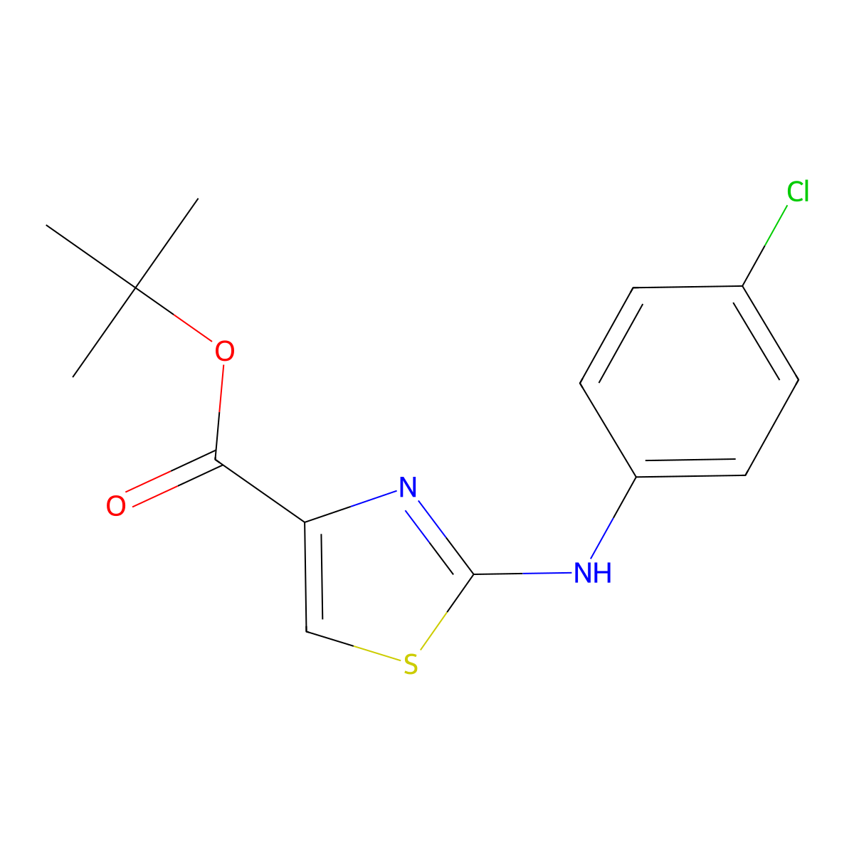 Tert-butyl 2-[(4-chlorophenyl)amino]-1,3-thiazole-4-carboxylate molecular structure, CAS 2639436-94-3