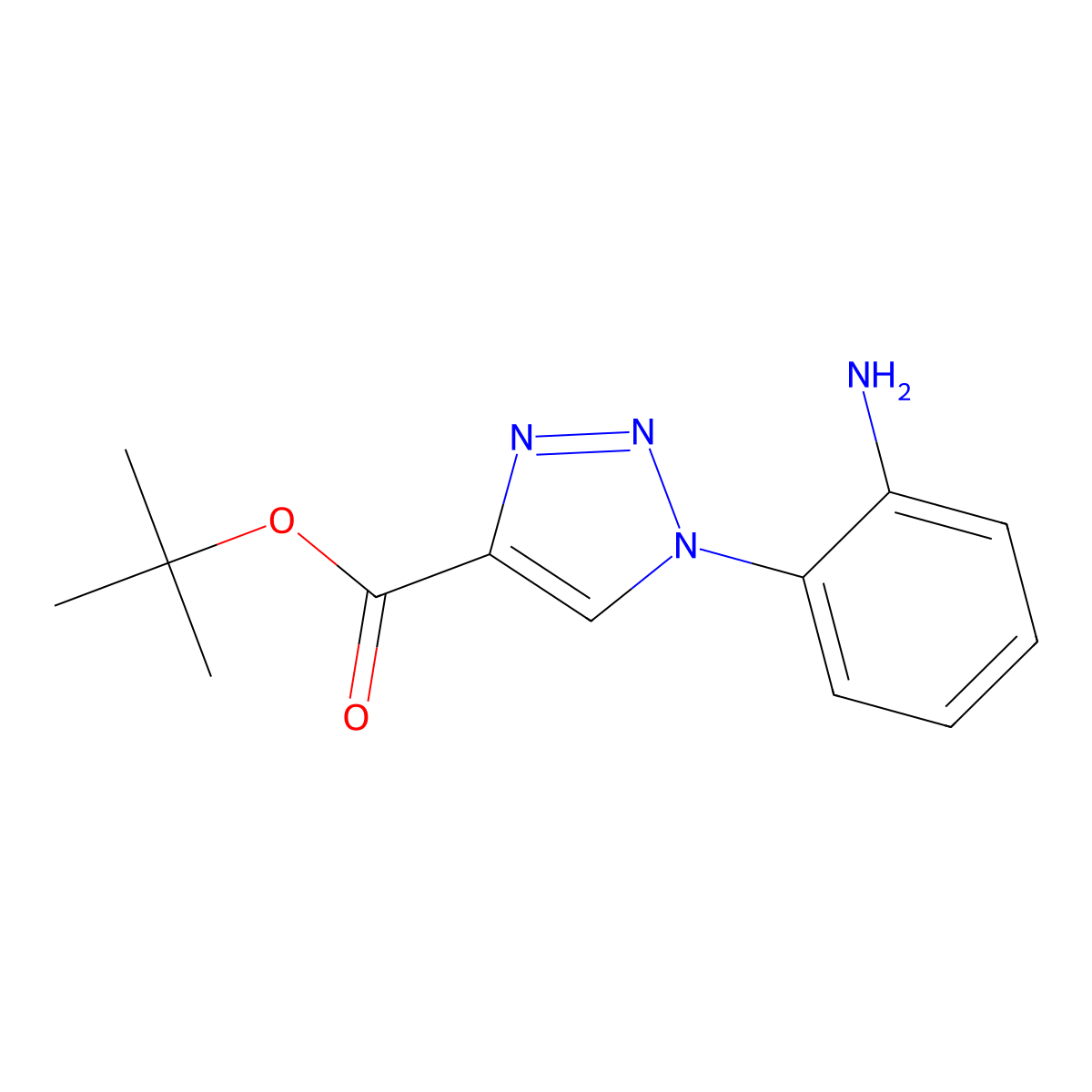 tert-butyl 1-(2-aminophenyl)-1H-1,2,3-triazole-4-carboxylate molecular structure, CAS 2639436-97-6