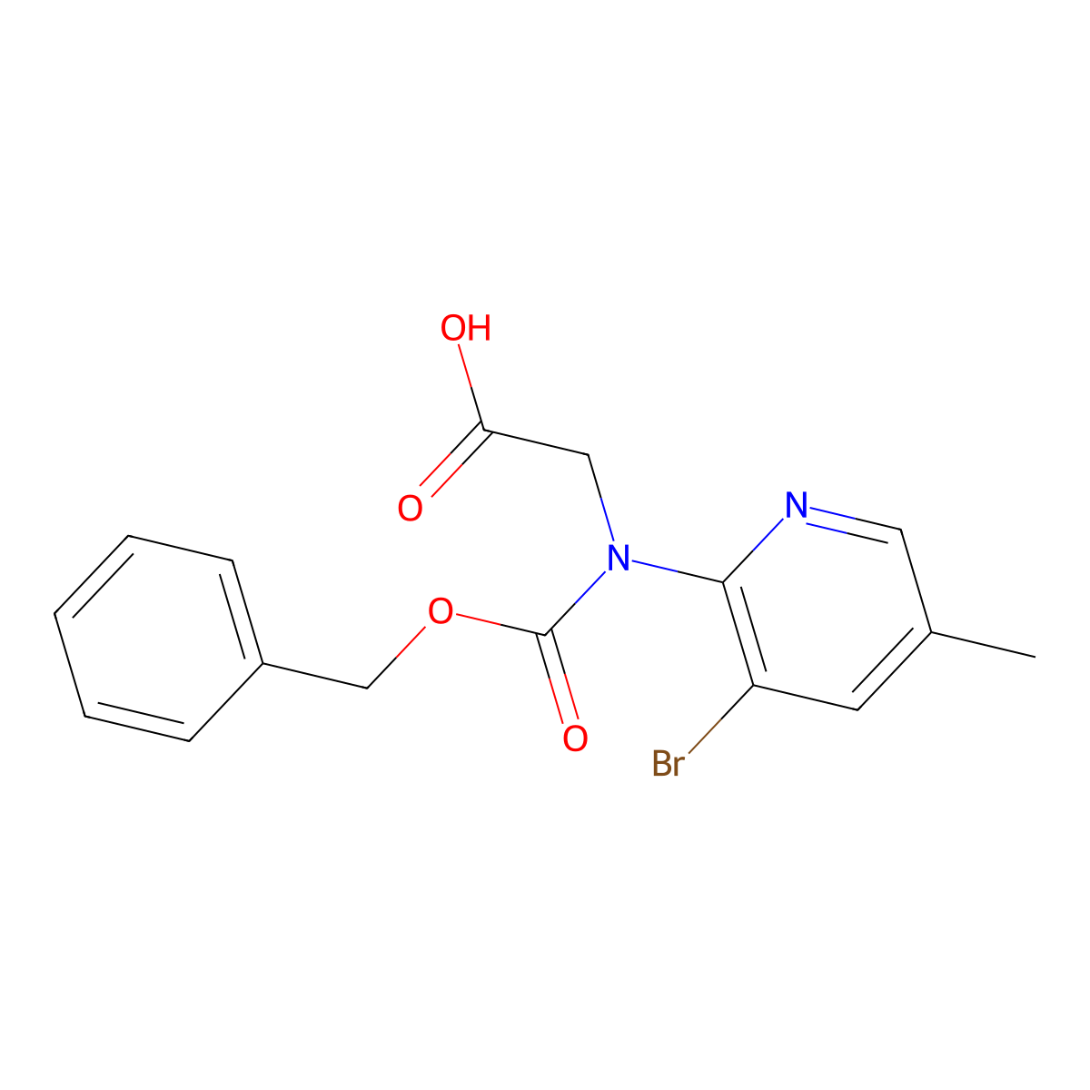 2-{[(Benzyloxy)carbonyl](3-bromo-5-methylpyridin-2-yl)amino}acetic acid molecular structure, CAS 2639436-99-8