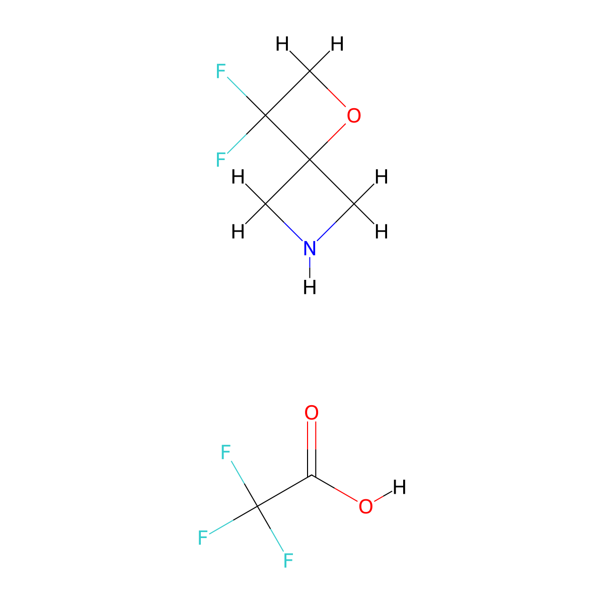 3,3-Difluoro-1-oxa-6-azaspiro[3.3]heptane, trifluoroacetic acid molecular structure, CAS 2639437-17-3