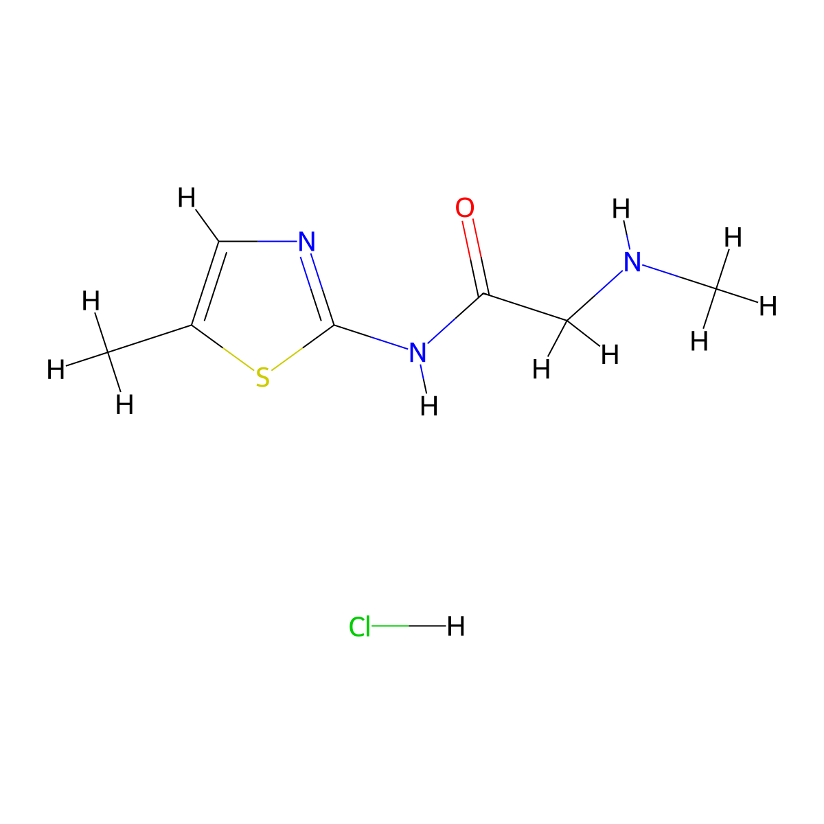 N-(5-methyl-1,3-thiazol-2-yl)-2-(methylamino)acetamide hydrochloride molecular structure, CAS 2639437-47-9