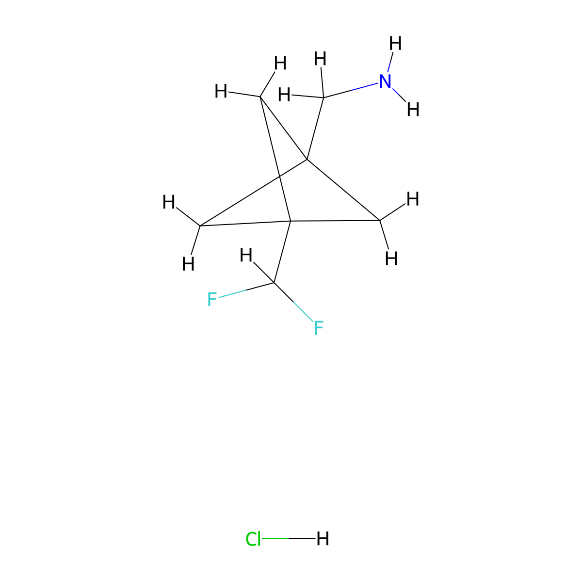 1-[3-(Difluoromethyl)bicyclo[1.1.1]pentan-1-yl]methanamine hydrochloride molecular structure, CAS 2639437-56-0